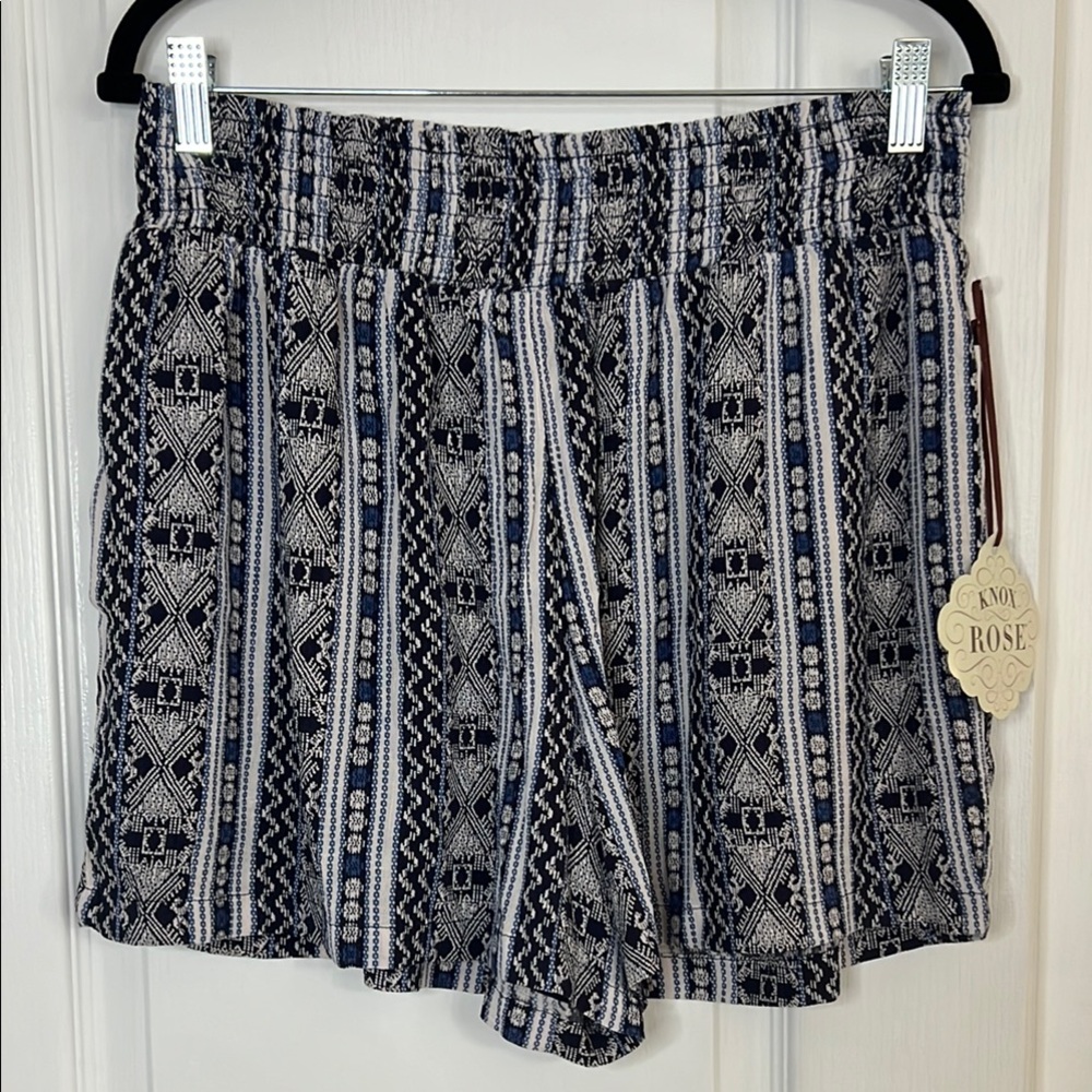 Knox Rose High Waist Blue and White Shorts